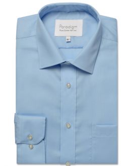 Blue Luxury Pure Cotton Non Iron Shirt without Breast Pocket