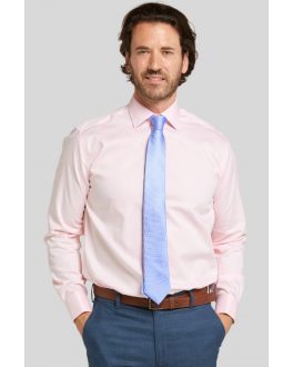 King Size Pink Cotton Twill Double Cuff Non-Iron Shirt