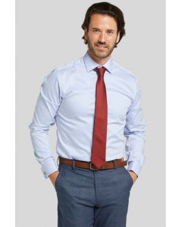 King Size Blue Cotton Twill Double Cuff Non-Iron Shirt