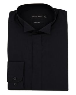 Black Wing Collar Plain Dress Shirt