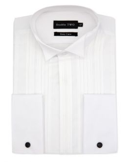 White Wing Collar Bib Front Dress Shirt