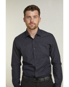 Stretch Slim Fit Black Long Sleeve Formal Shirt