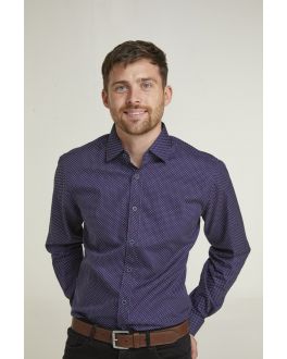 Navy Spotted Print Long Sleeve Formal Shirt
