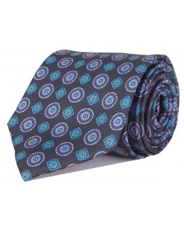 Blue Printed Multi-Patterned Tie
