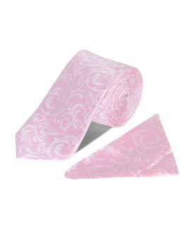 Pink Tie and Handkerchief Set
