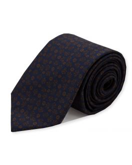 Navy Blue & Brown Extra Long Patterned Tie