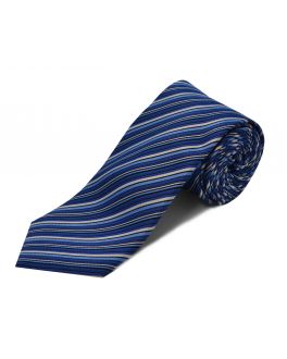 Blue And White Stripe Silk Tie
