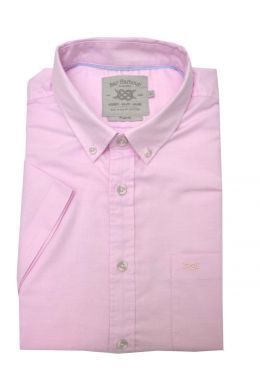 Pink Washed Oxford Short Sleeve Casual Shirt