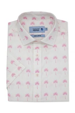 Pink Palm Print Short Sleeve Shirt 
