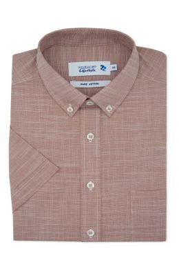 Cinnamon Multi-Weave Short Sleeve Casual Shirt