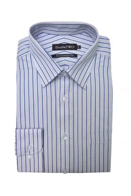 Blue Bar Striped Grey Formal Shirt