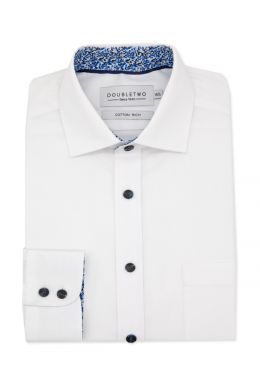 White Plain Weave Long Sleeve Formal Shirt