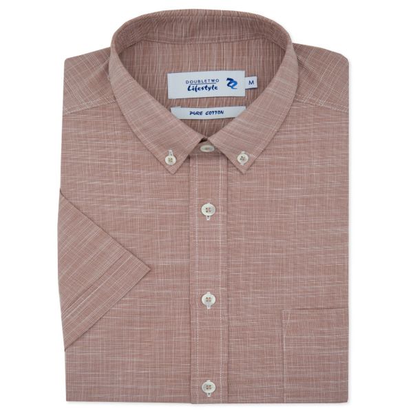 Cinnamon Multi-Weave Short Sleeve Casual Shirt