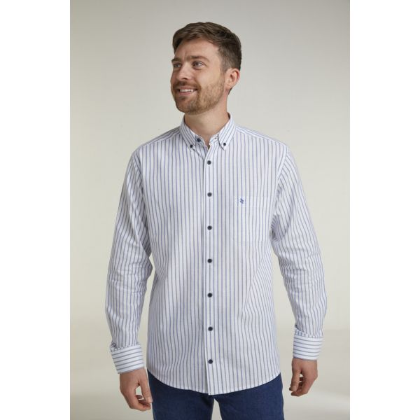  Blue Striped Long Sleeve Casual Shirt