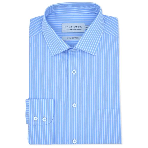 Light Blue Striped Long Sleeve Formal Shirt