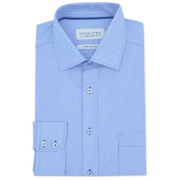 Blue Fine Striped Long Sleeve Formal Shirt