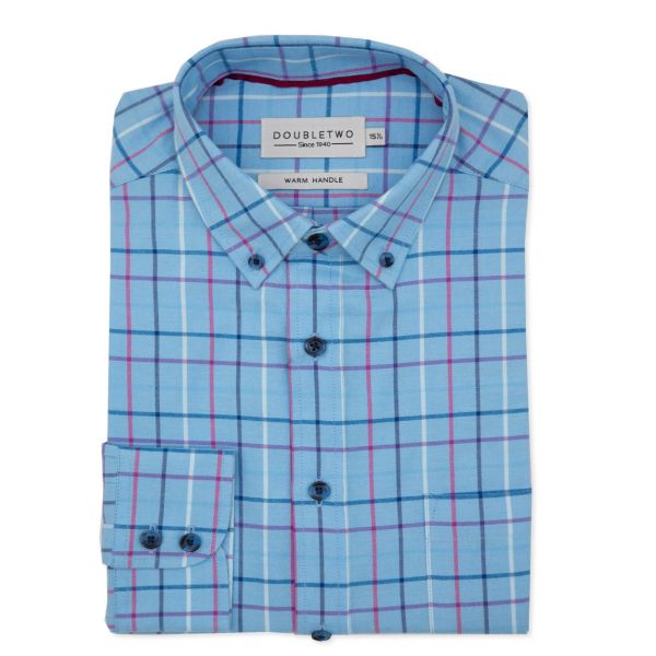 Blue & Wine Tattersall Check Long Sleeve Shirt