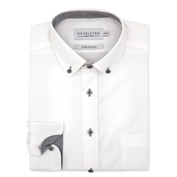 White Royal Oxford Weave Long Sleeve Formal Shirt