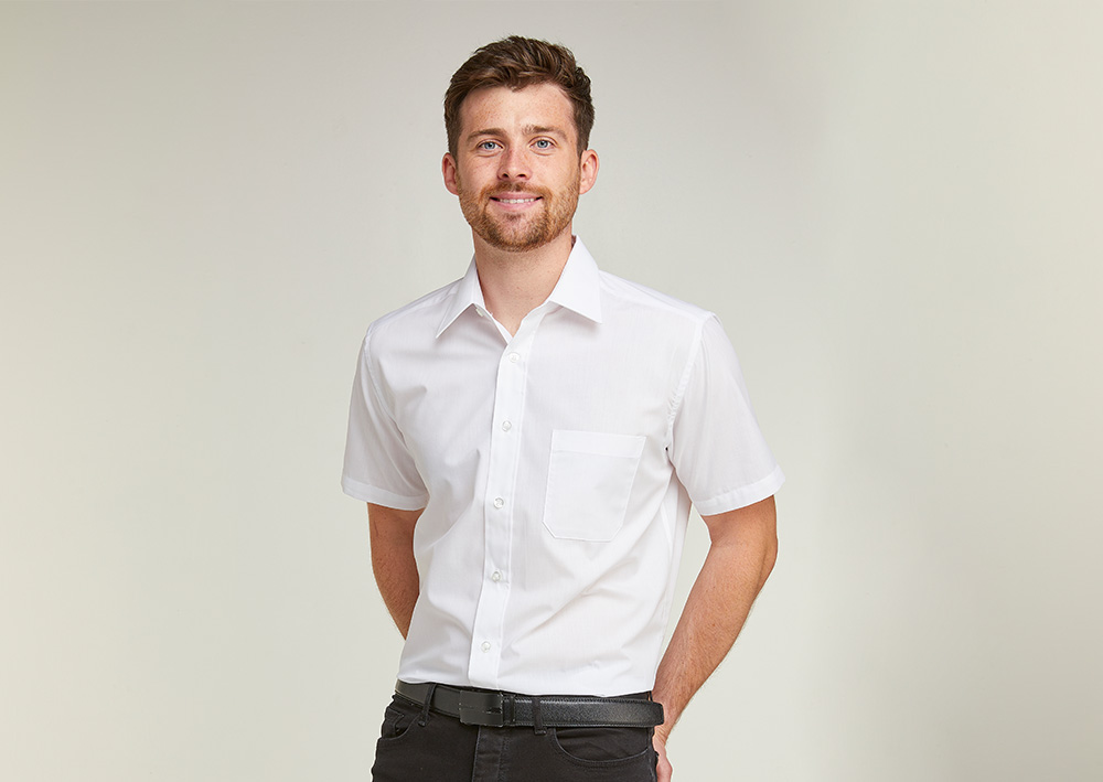 Double Two White Formal Short Sleeve Shirt for men